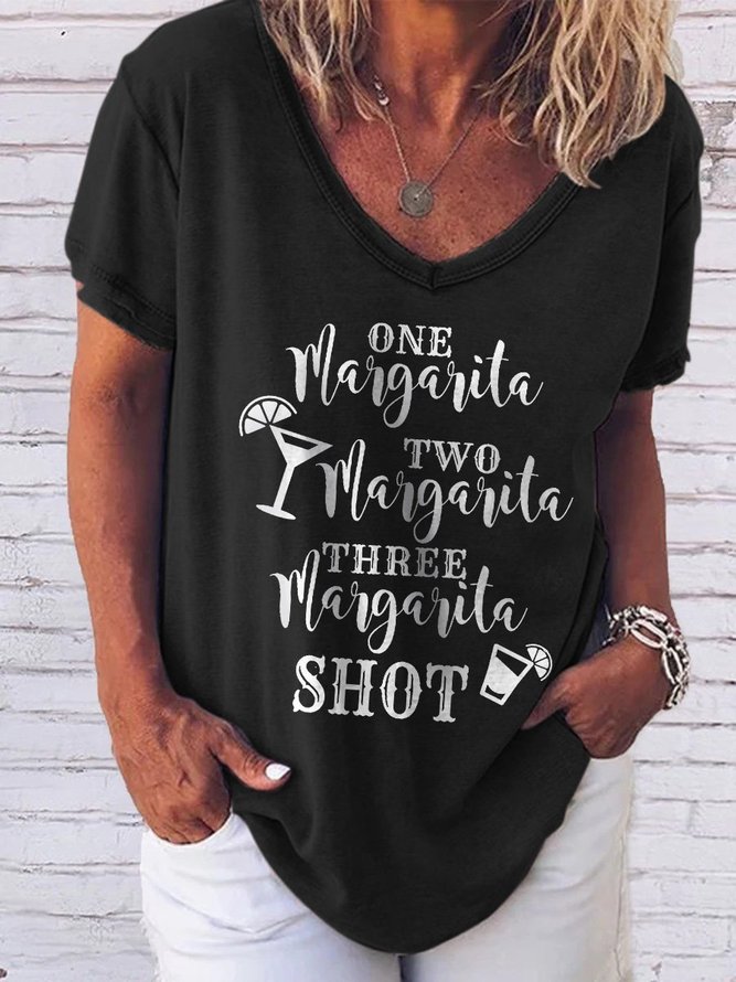 One Margarita Shot Graphic Short Sleeve Casual Tee | lilicloth