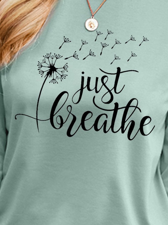 Just Breathe Dandelion Long Sleeve Shift Floral Sweatshirts