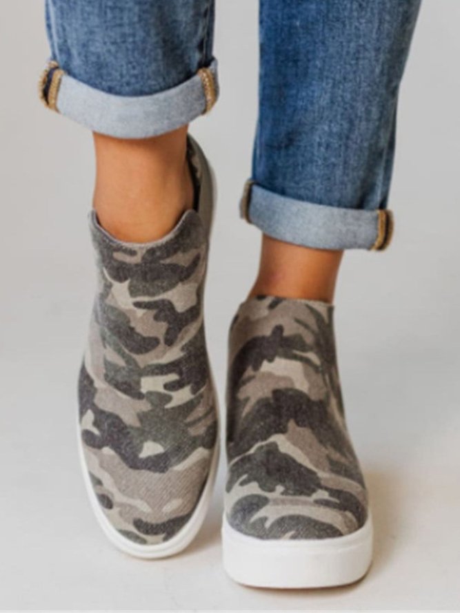Camouflage Print In Increased Casual Shoes