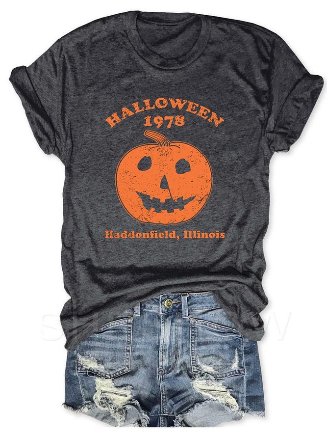 Halloween 1978 Pumpkin T Shirt Jack O Lantern Crew Neck Short Sleeve Shirt