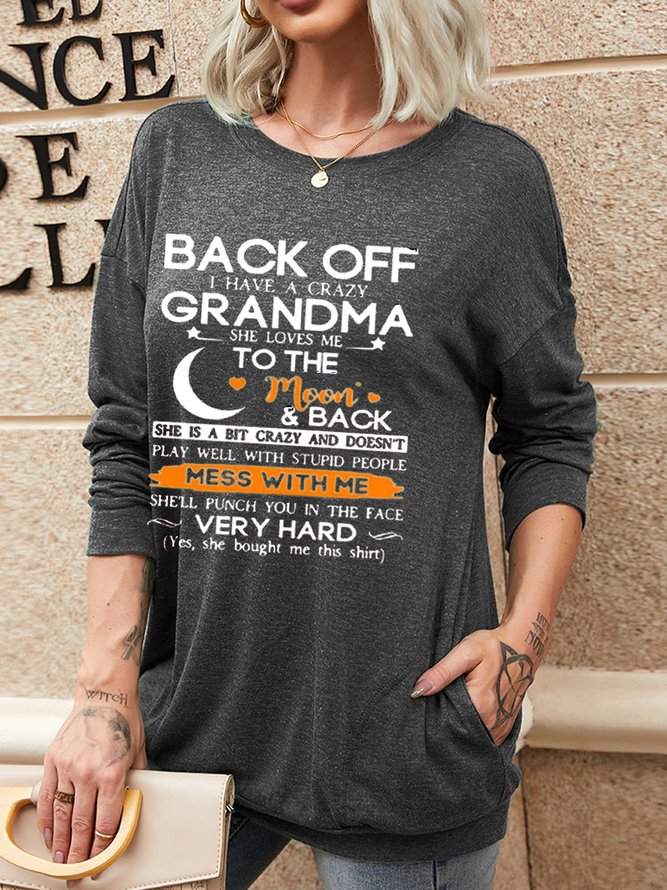 ILove Grandma To The Moon And Back Casual Long Sleeve Top