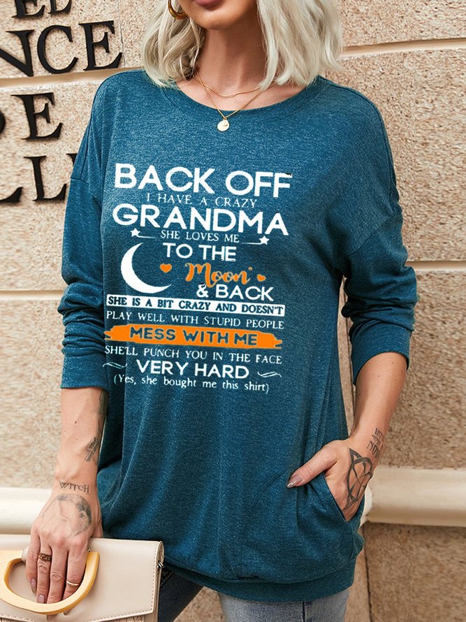 ILove Grandma To The Moon And Back Casual Long Sleeve Top