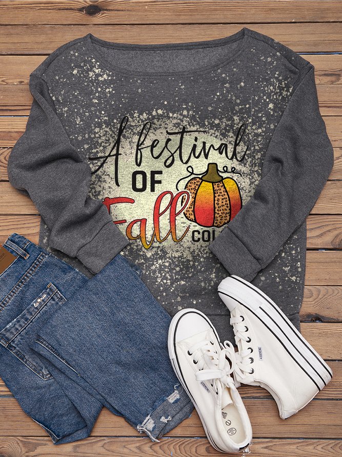 A Festival Of Fall Color Long Sleeve Casual Sweatshirts