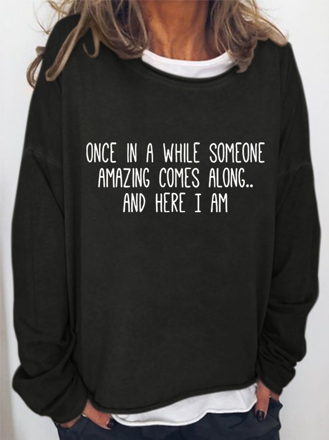 Once In A While Women's Shift Cotton-Blend Casual Sweatshirts
