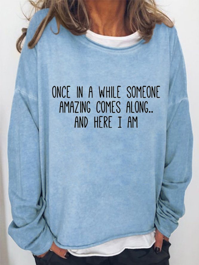 Once In A While Women's Shift Cotton-Blend Casual Sweatshirt