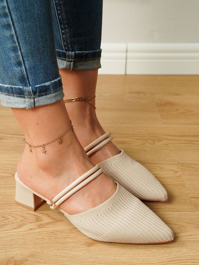 Casual Simple Knit Pointed-toe Mules