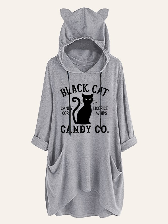 Black Cat Candy Co Women's Hoodie Cotton-Blend Casual Sweatshirts