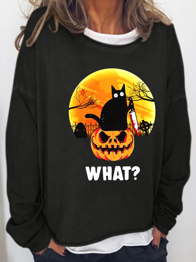 What Pumkin Black Cat Halloween Sweatshirts
