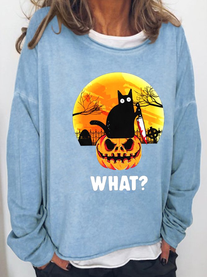 What Pumkin Black Cat Halloween Sweatshirts