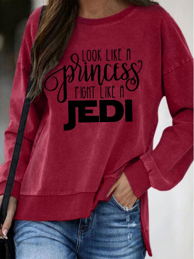 Look Like A Princess Fight Like A Jedi Cotton Blends Sweatshirts