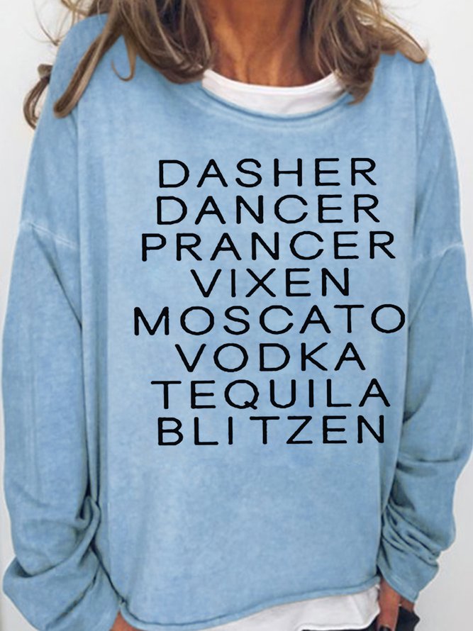 Dasher Dancer Women's Funny Drinking Christmas Casual Sweatshirts