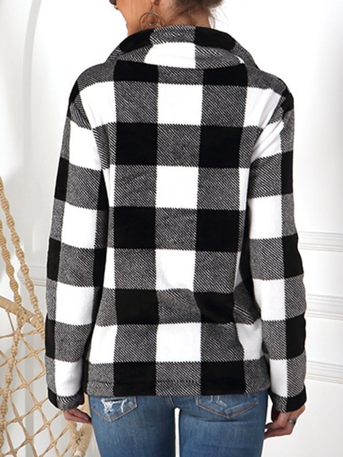 Women Checked Plaid Shacket Coat Jacket with Pocket for Fall Winter