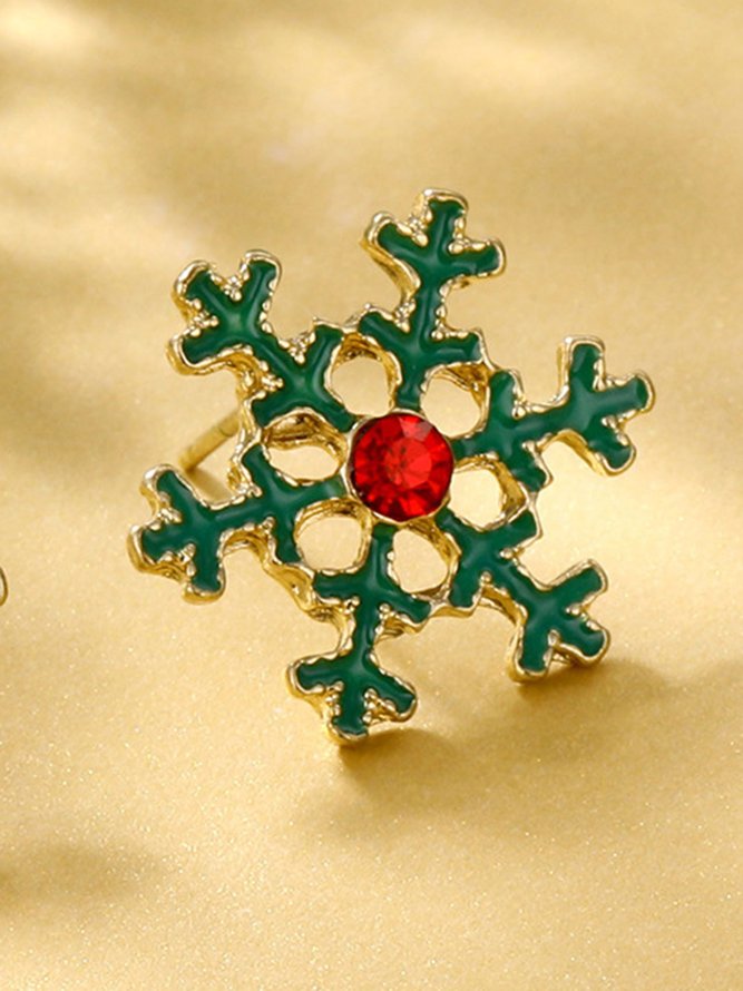 Christmas Simple Rhinestone Snowflake Earrings