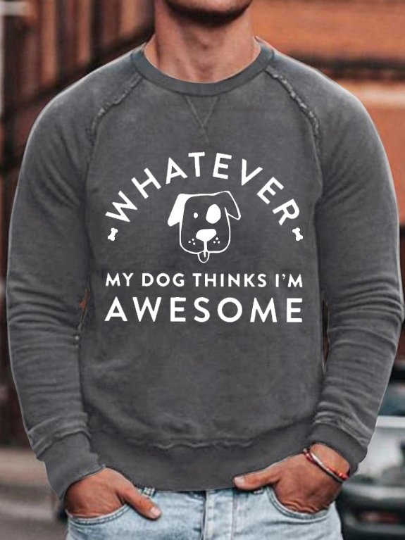 Funny dog ​​print round neck long sleeve sweatshirt