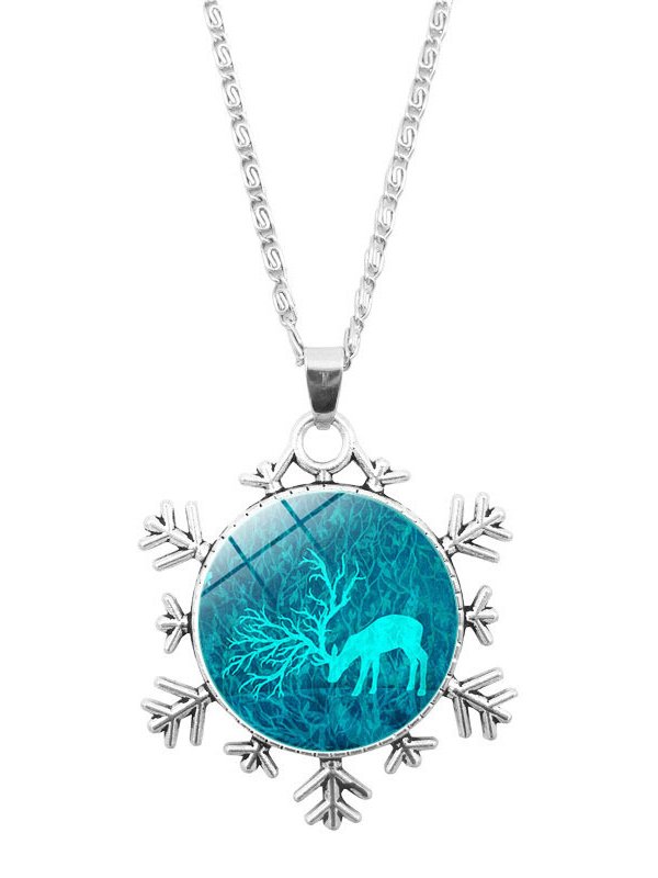 Christmas Elk Snowflake Necklace
