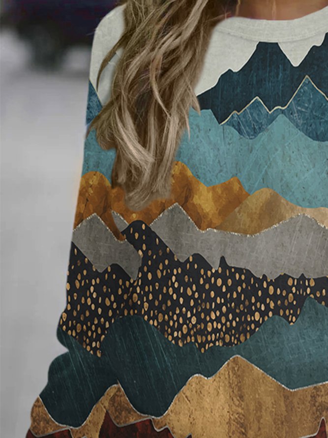 Abstract Landscape Women's Crew Neck Casual Sweatshirts