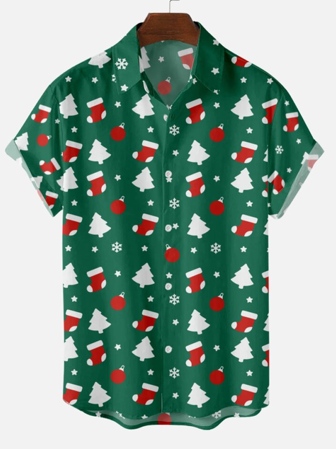 Christmas Casual Shirt Collar Shirts