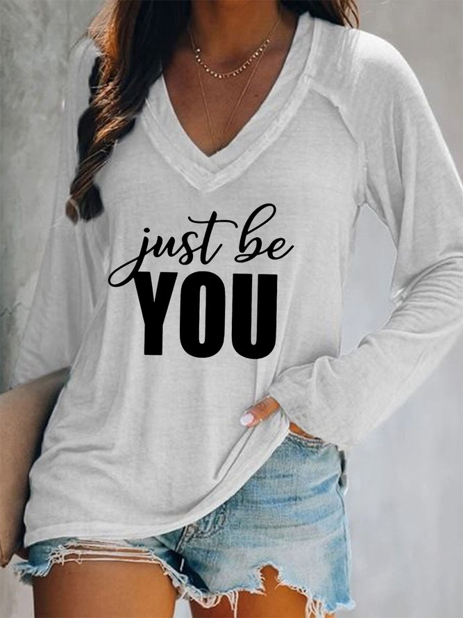 Just Be You Regular Fit Letter Casual Sweatshirt