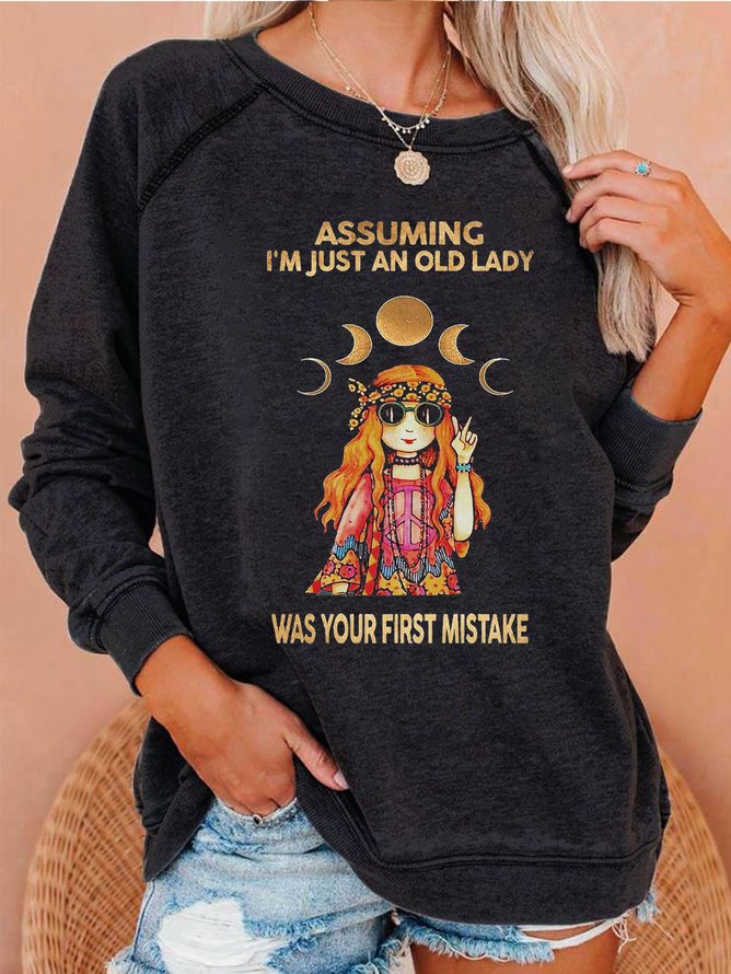 Hippie Printed Crew Neck Sweatshirt