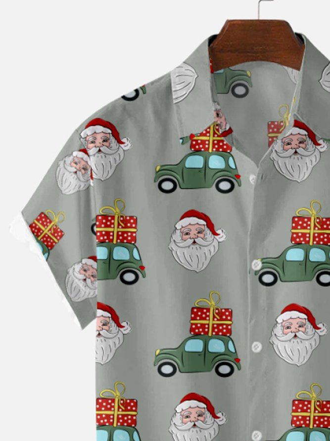 Santa Claus Christmas Casual Short Sleeve Shirts | lilicloth