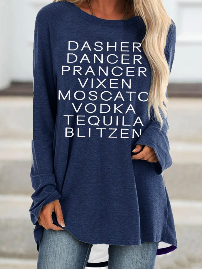 Dasher Dancer Women's Funny Drinking Christmas Casual  Tops