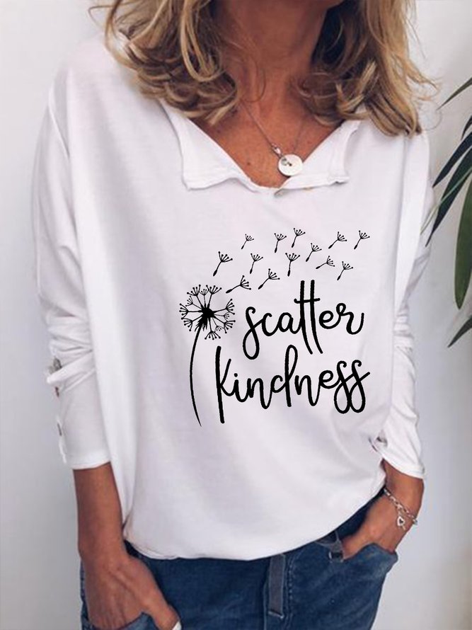Scatter Kindness Dandelion Casual V Neck Sweatshirts