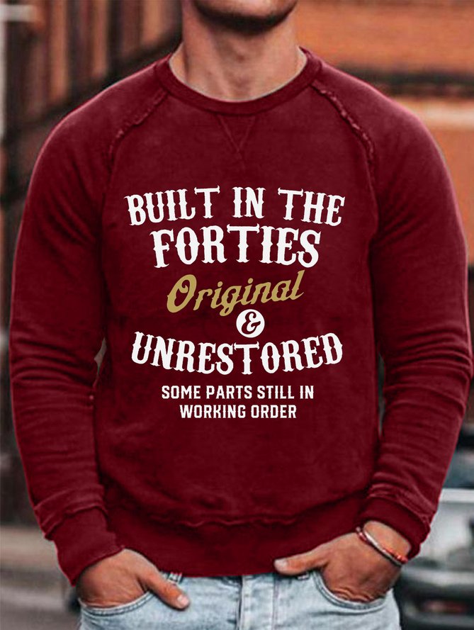 Built In The Forties Printed  Crew Neck Sweatshirt