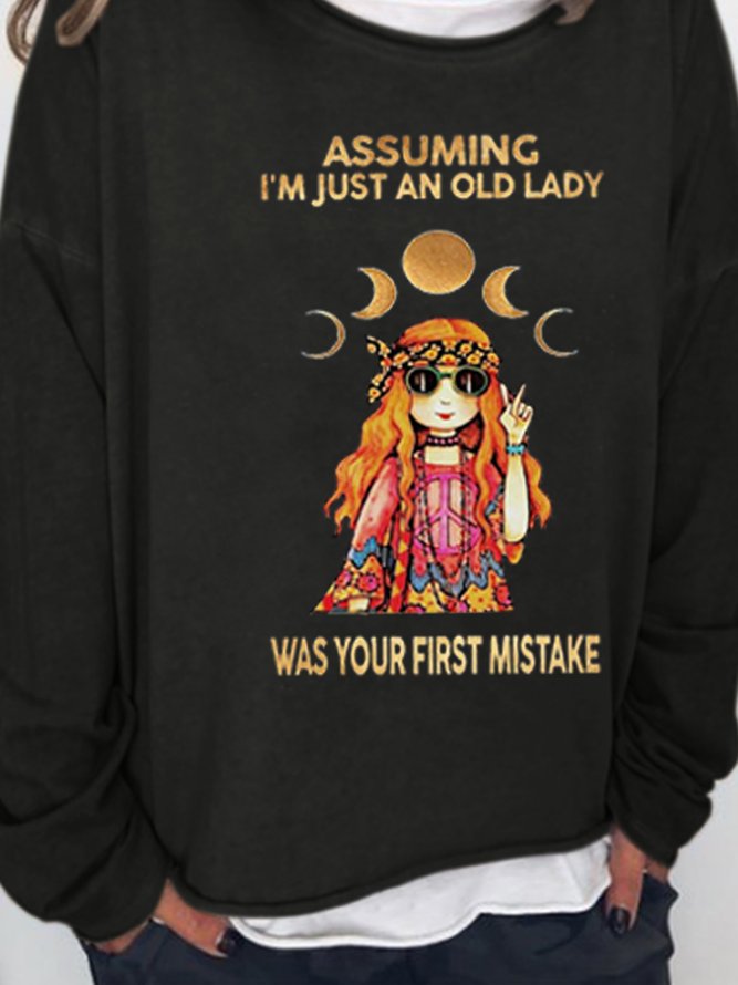 Hippie Print Ladies Round Neck Sweatshirt