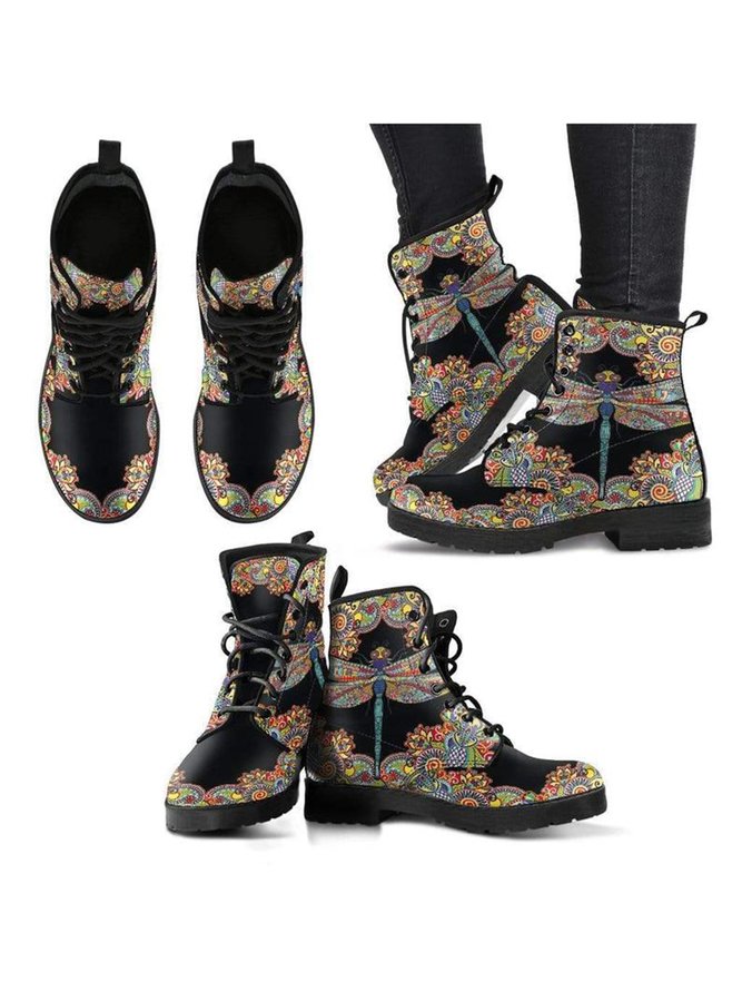 Personalized Dragonfly Abstract Print Martin Boots