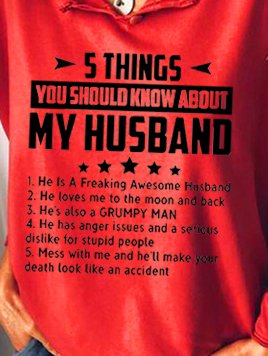 Five Things About My Husband Print Sweatshirt