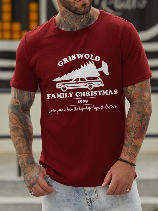 Griswold Family Christmas 1989 Short Sleeve Crew Neck Cotton Blends T-shirt