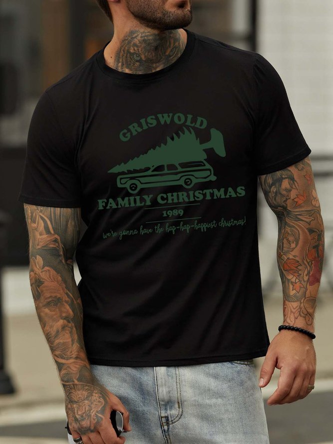 Griswold Family Christmas 1989 Short Sleeve Crew Neck Cotton Blends T-shirt