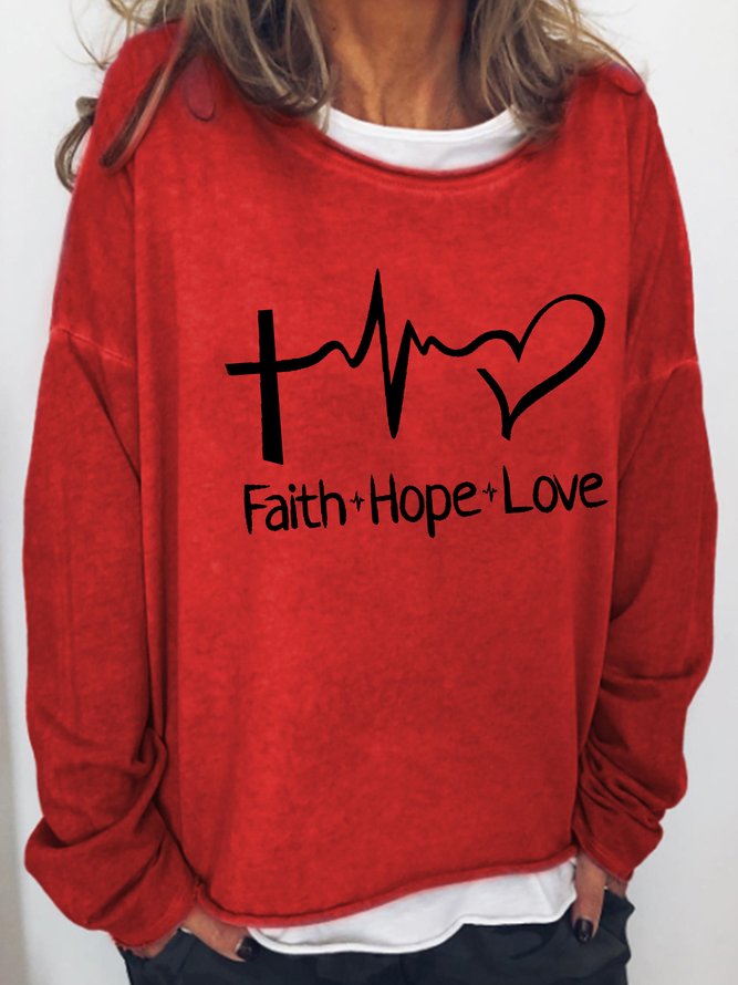 Faith Hope Love Casual Regular Fit Sweatshirts