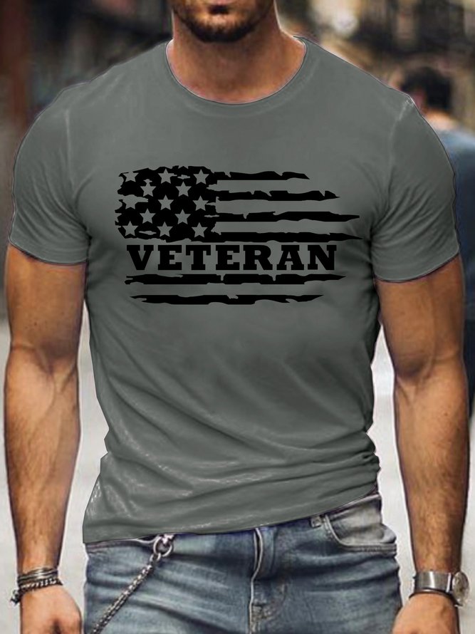 Casual Veterans Day Printed Short sleeve T-shirt