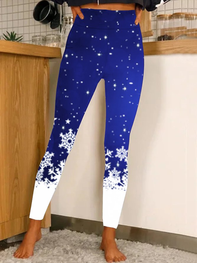 Snowflake Gradient Christmas Regular Fit Leggings Yoga Pants