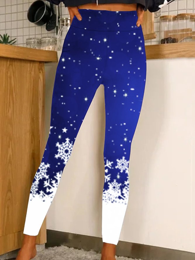 Snowflake Gradient Christmas Regular Fit Leggings Yoga Pants