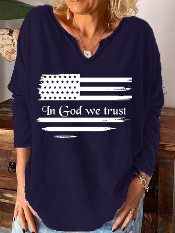 USA Flag In God We Trust Women‘s Tops