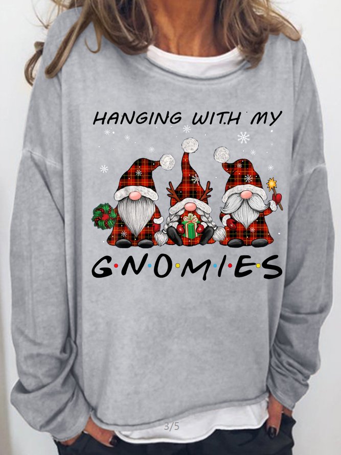 Hanging With Gnomies Gnome Christmas Xmas Buffalo Plaid Sweatshirt