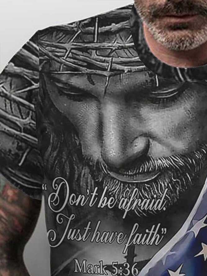 Don't Be Afraid Just Have Faith Jesus Casual Short Sleeve Shirt & Top