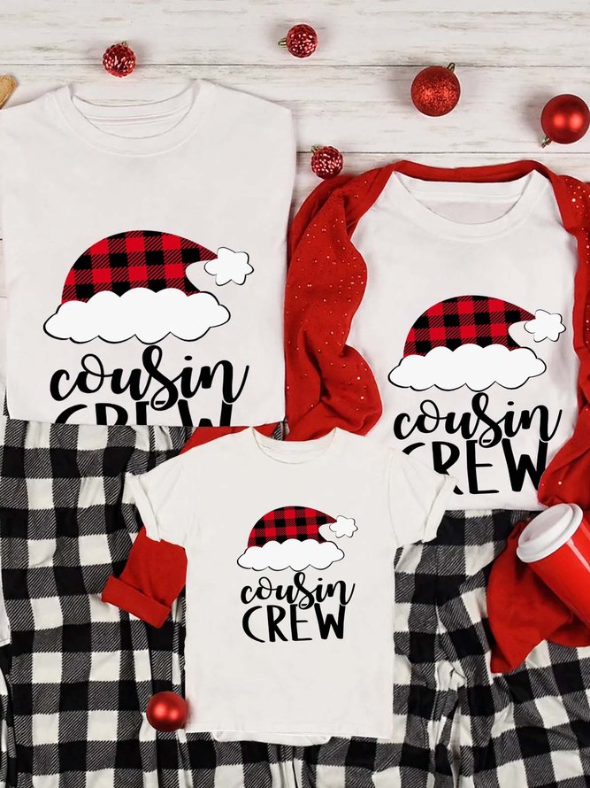 Cousin Crew Christmas Crew Neck Casual Cotton Shirts & Tops