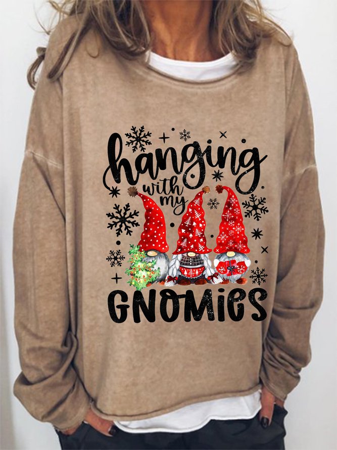 Christmas Hanging With My Gnomies Print Sweatshirt | lilicloth