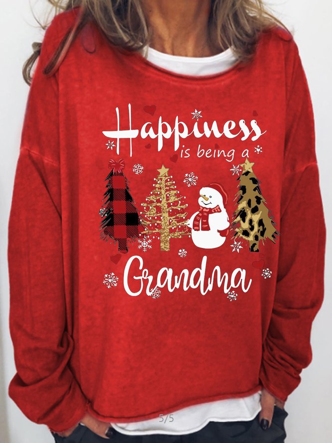Christmas grandma Casual Letter Cotton Blends Sweatshirt
