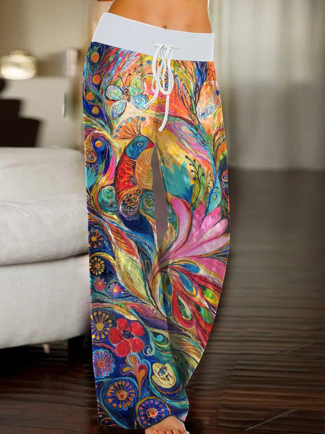 Colored Casual Woman Abstract Pants