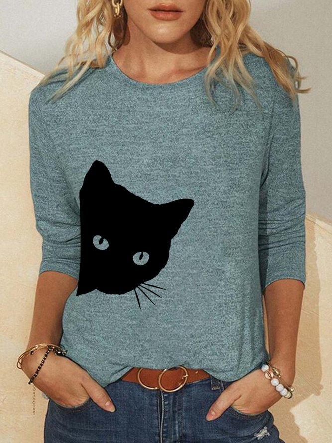Cat Casual Abstract Shirts & Tops