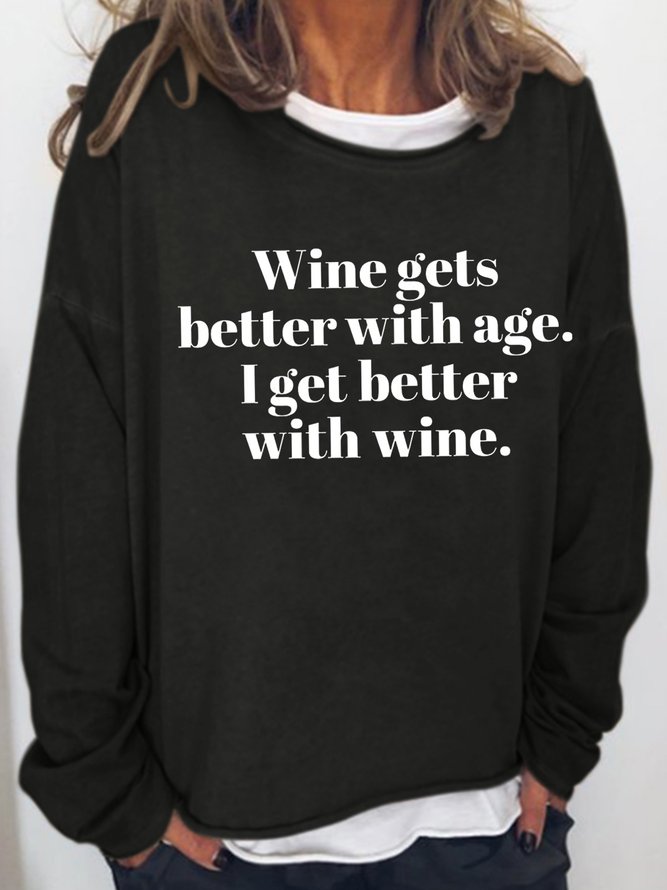 Funny Wine Casual Letter Sweatshirts