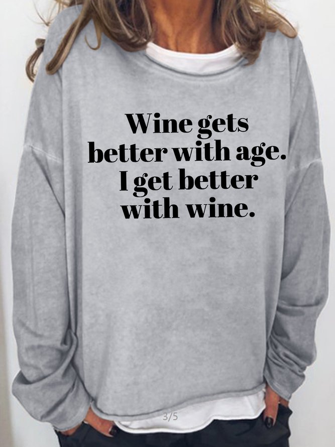 Funny Wine Casual Letter Sweatshirts