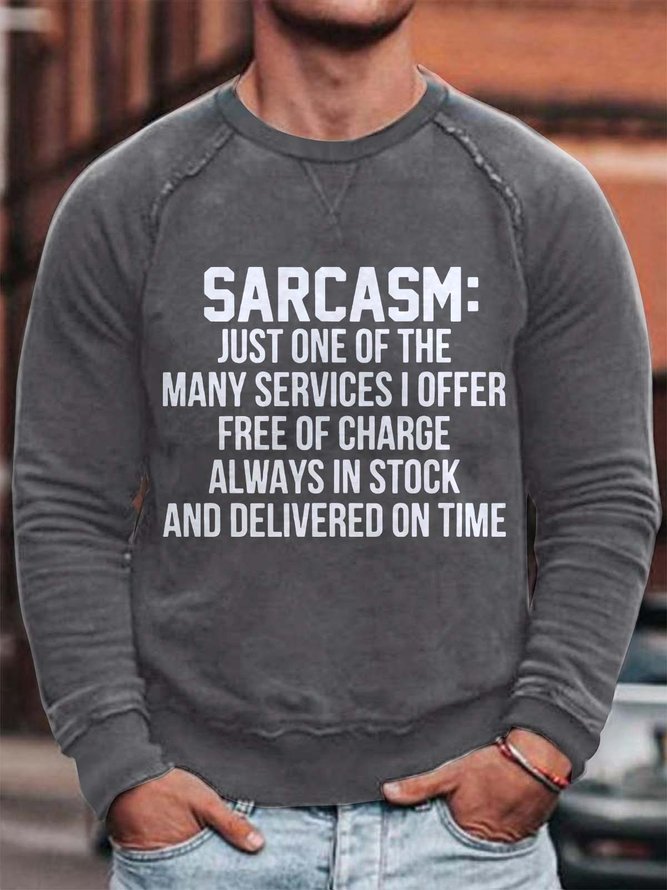 Sarcasm Crew Neck Long Sleeve Casual Sweatshirts