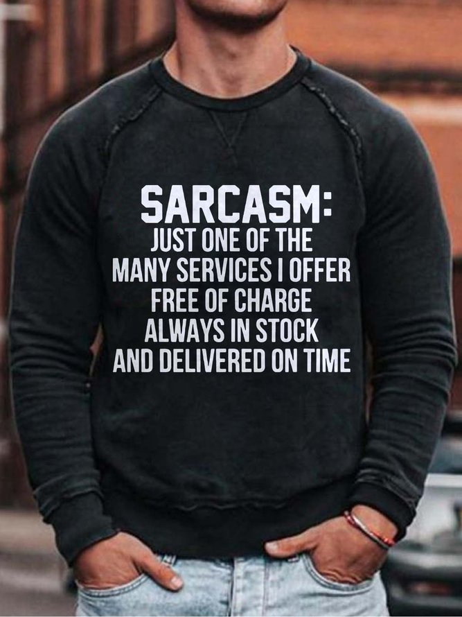Sarcasm Crew Neck Long Sleeve Casual Sweatshirts