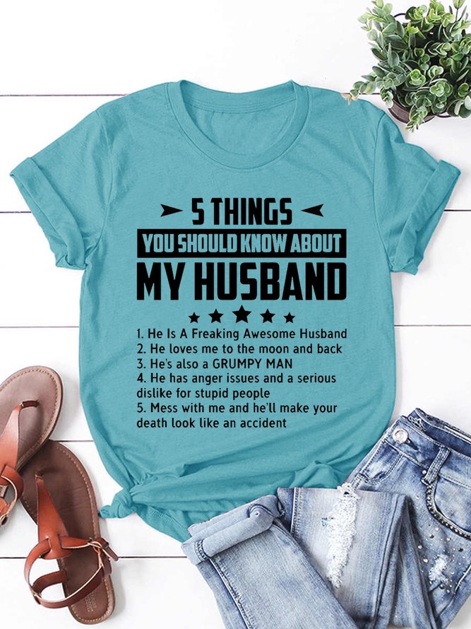 Five Things About My Husband Cotton Shirts & Tops