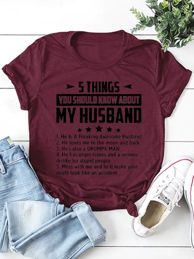 Five Things About My Husband Cotton Shirts & Tops